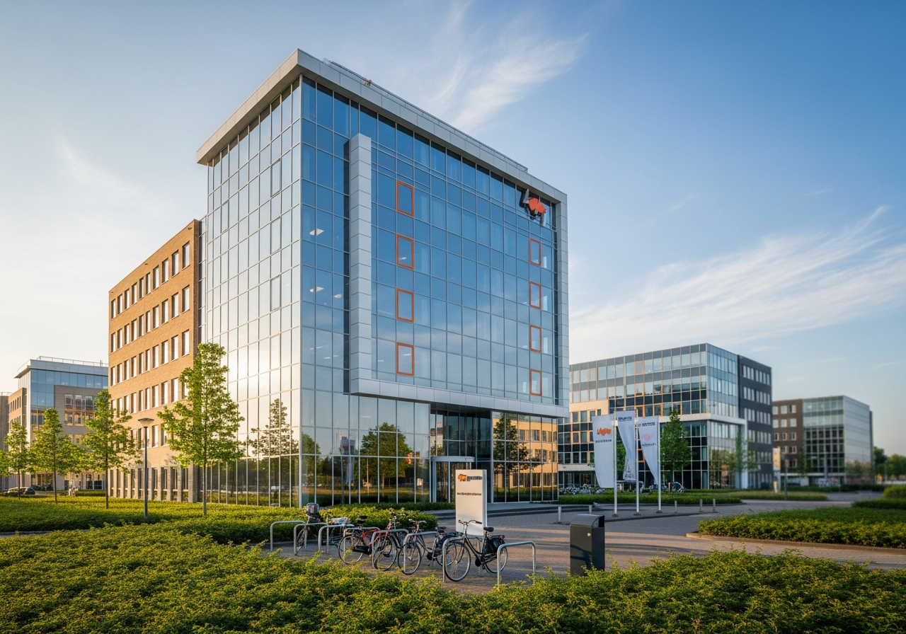 Modern Nederlands bedrijfspand in een regionaal bedrijvenpark