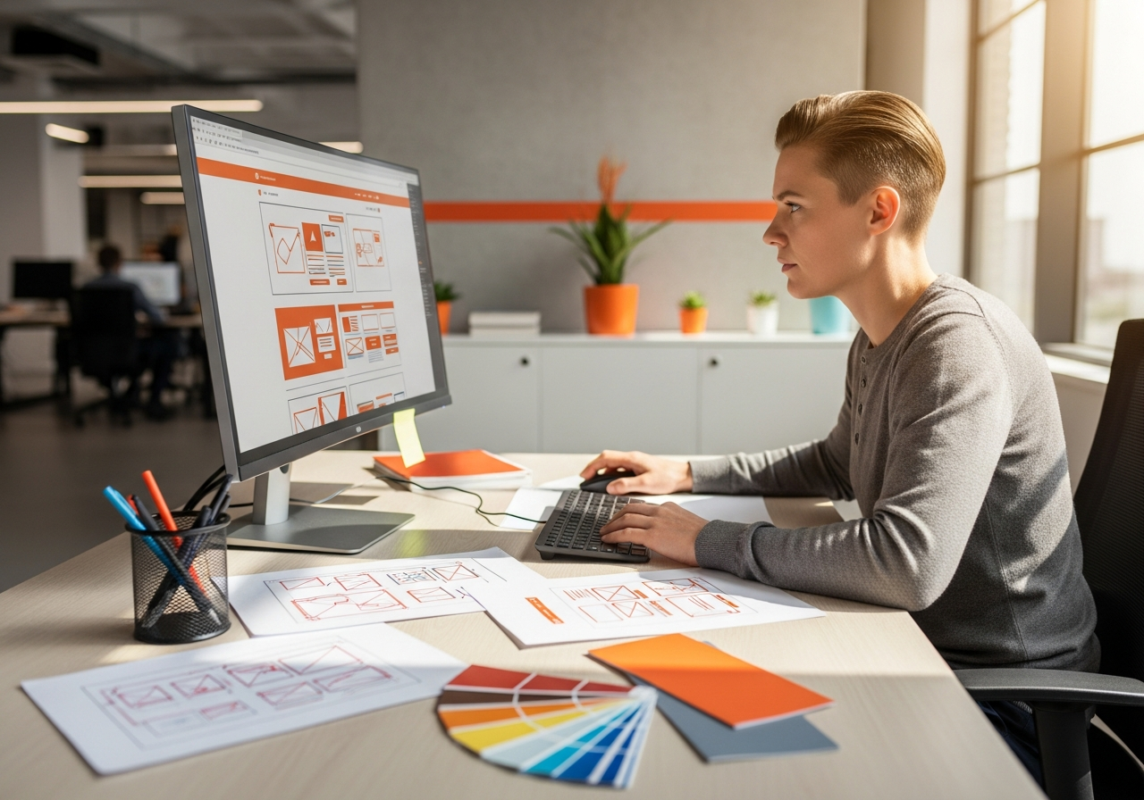 Webdesigner werkt aan een professioneel websiteontwerp